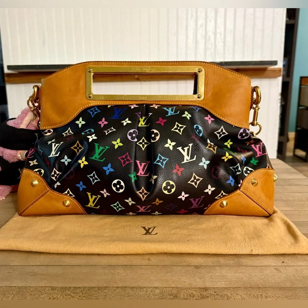 Louis Vuitton LV Black Murakami Judy Multicolored GM Satchel Bag - Picture 4 of 16